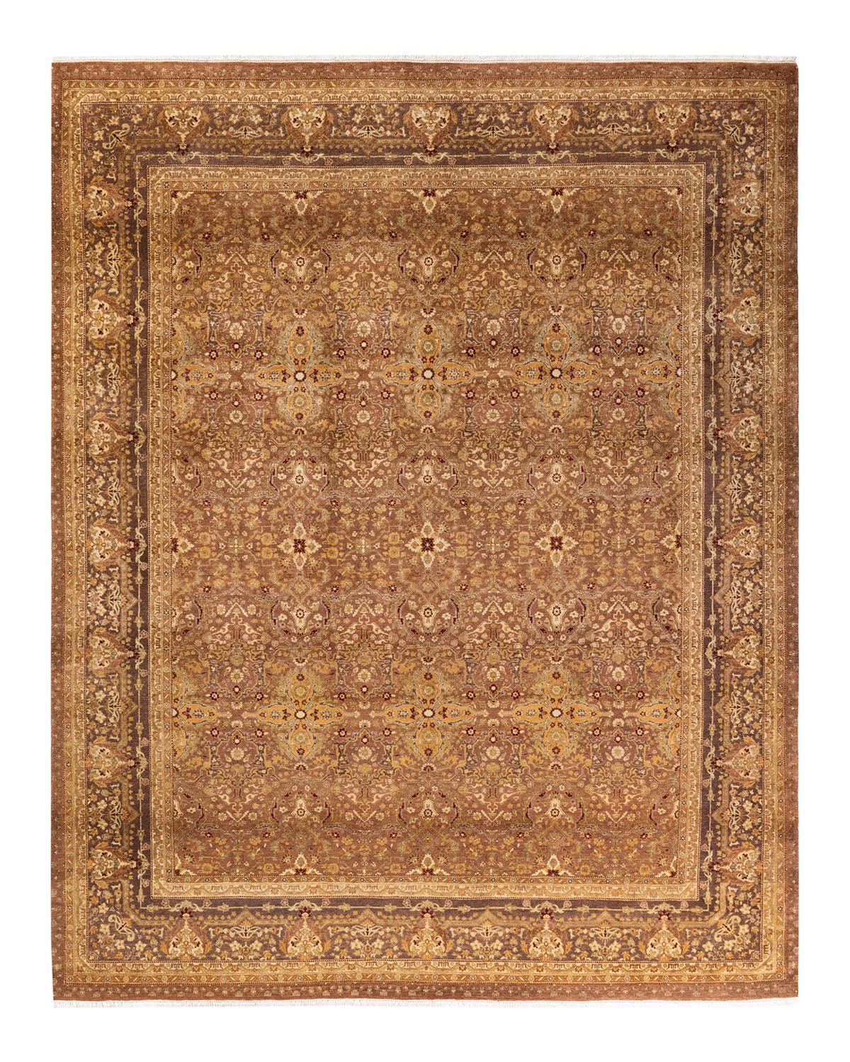 Other One-Of-A-Kind Hand Made Traditional Mogul Yellow Area Rug For Sale