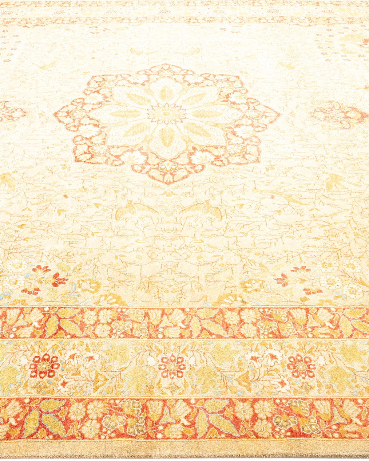 Tapis traditionnel Mogul jaune unique fait à la main, unique en son genre Neuf - En vente à Norwalk, CT