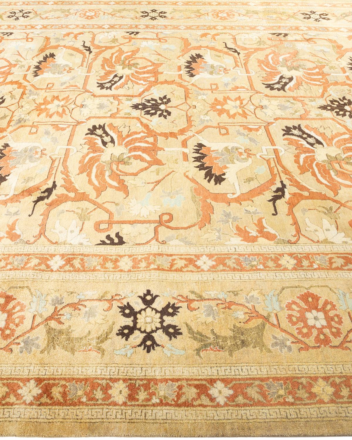 Tapis traditionnel Mogul jaune unique fait à la main, unique en son genre Neuf - En vente à Norwalk, CT