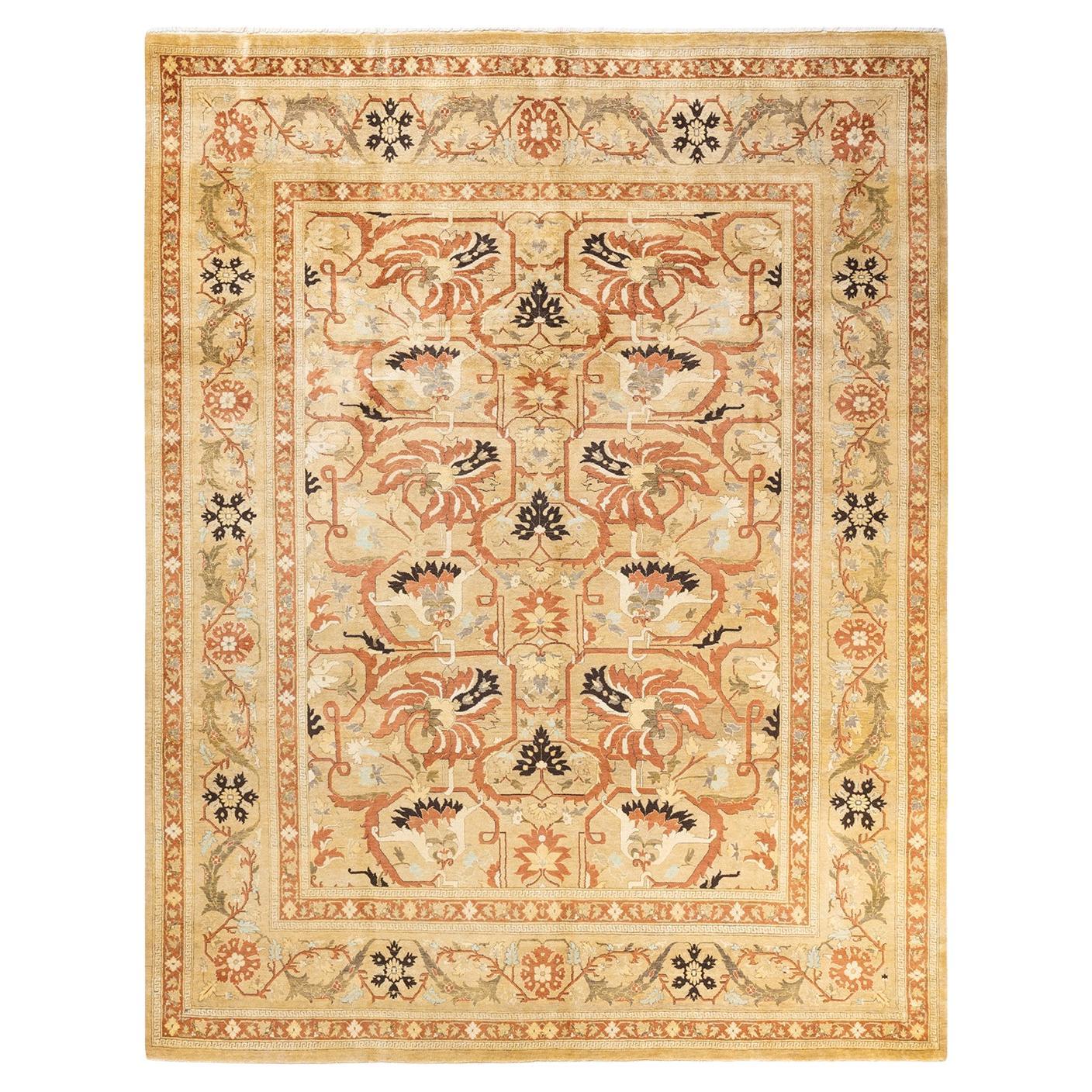 One-of-a-kind Hand Made Traditional Mogul Yellow Area Rug