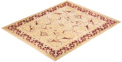 One-Of-A-Kind Hand Made Traditional Mogul Yellow Area Rug