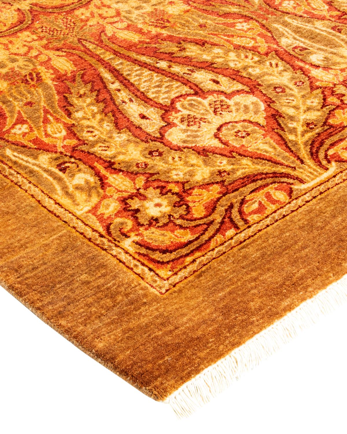 Tapis traditionnel Mogul jaune unique fait à la main, unique en son genre en vente 1
