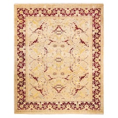 One-Of-A-Kind Hand Made Traditional Mogul Yellow Area Rug