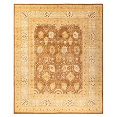 One-Of-A-Kind Hand Made Traditional Mogul Yellow Area Rug