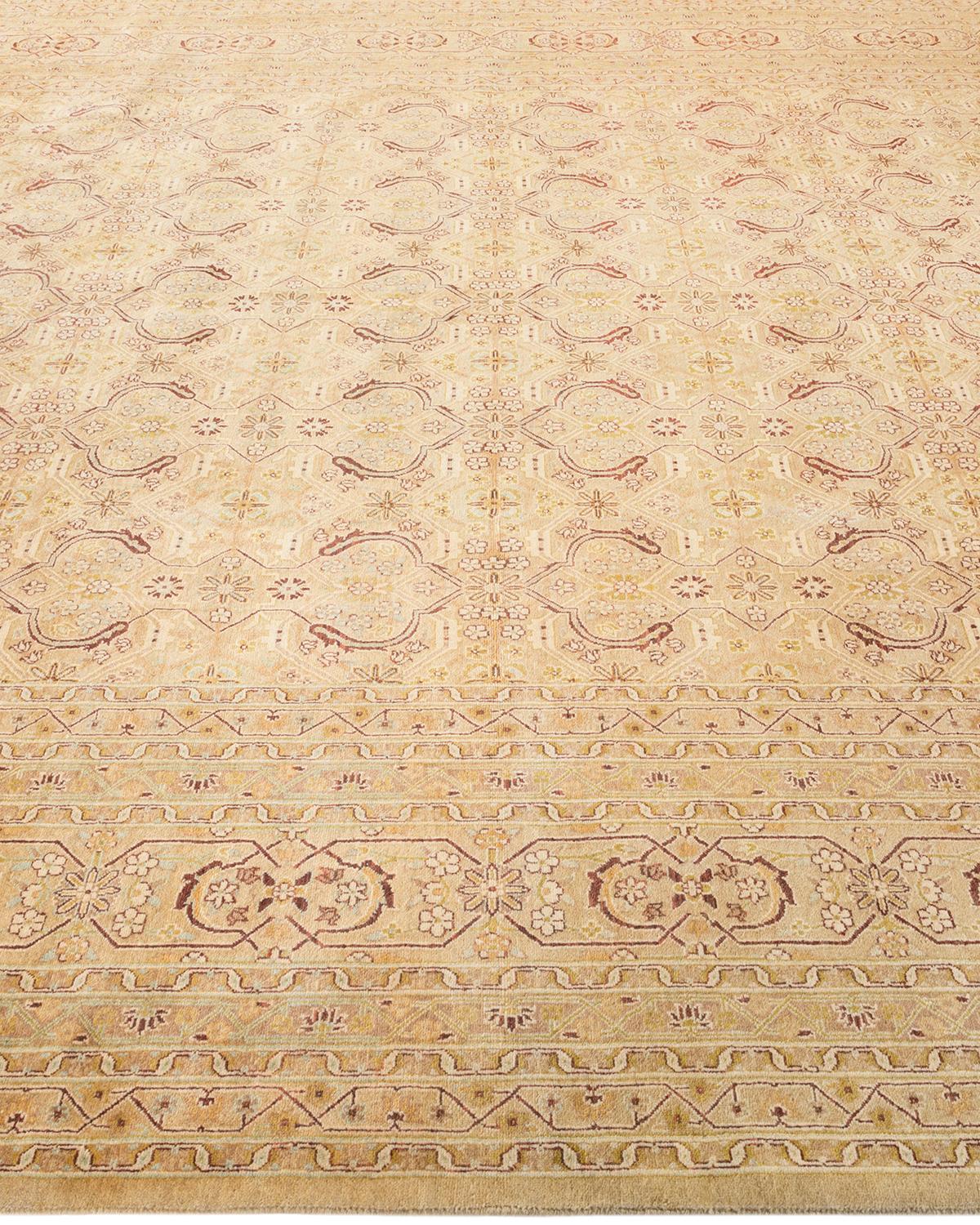 Tapis traditionnel Mogul jaune unique fait à la main, unique en son genre Neuf - En vente à Norwalk, CT