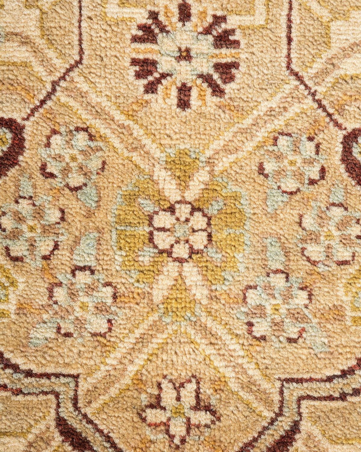 XXIe siècle et contemporain Tapis traditionnel Mogul jaune unique fait à la main, unique en son genre en vente