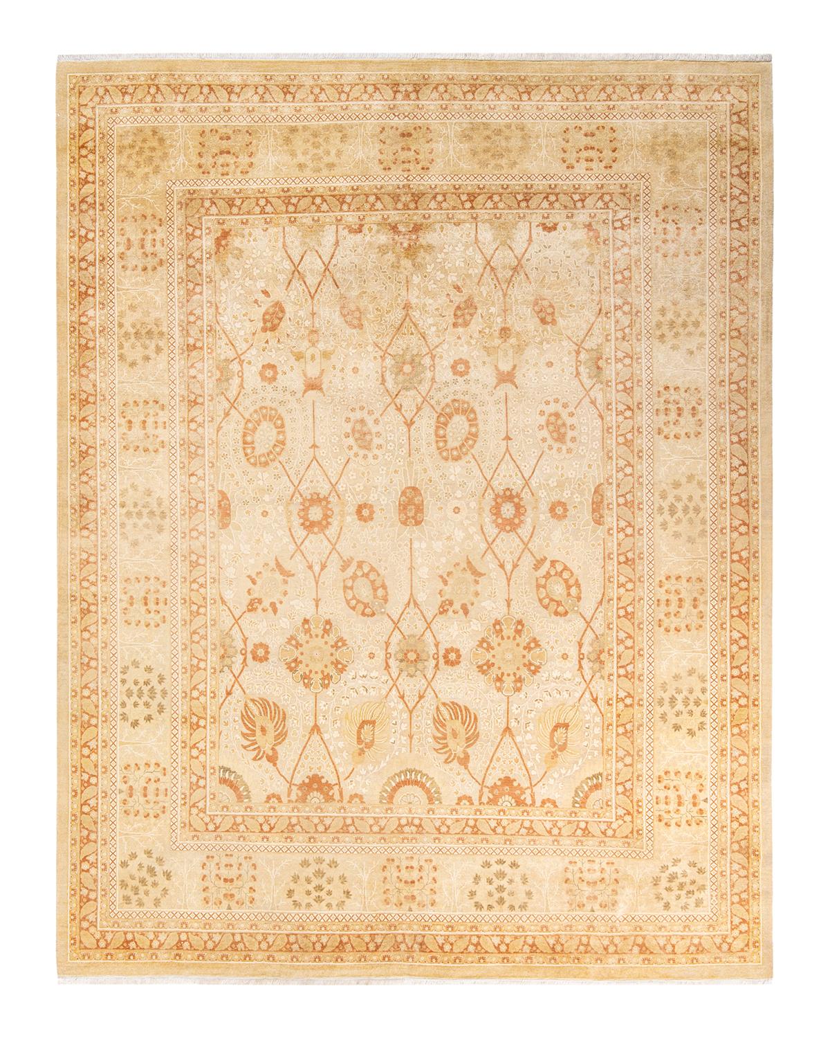 Other One-of-a-Kind Hand Made Traditional Mogul Yellow Area Rug For Sale