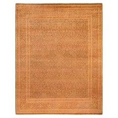 One-Of-A-Kind Hand Made Traditional Mogul Yellow Area Rug