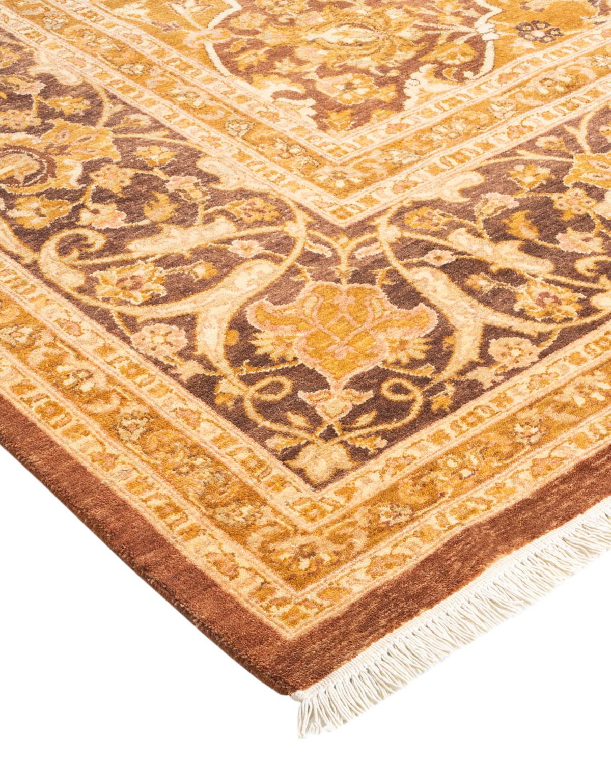Tapis traditionnel Mogul jaune unique fait à la main, unique en son genre en vente 1