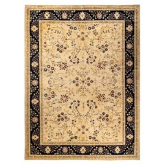 One-of-a-Kind Hand Made Traditional Mogul Yellow Area Rug