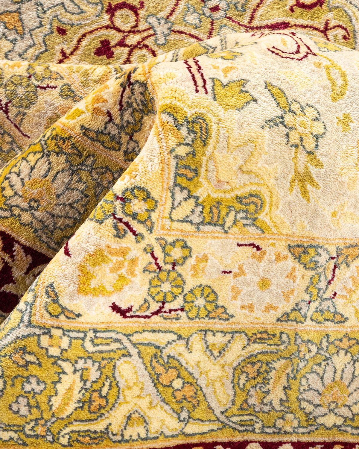 Autre Tapis traditionnel Mogul jaune unique fait à la main, unique en son genre en vente