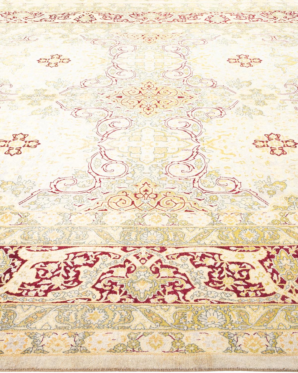 Tapis traditionnel Mogul jaune unique fait à la main, unique en son genre Neuf - En vente à Norwalk, CT
