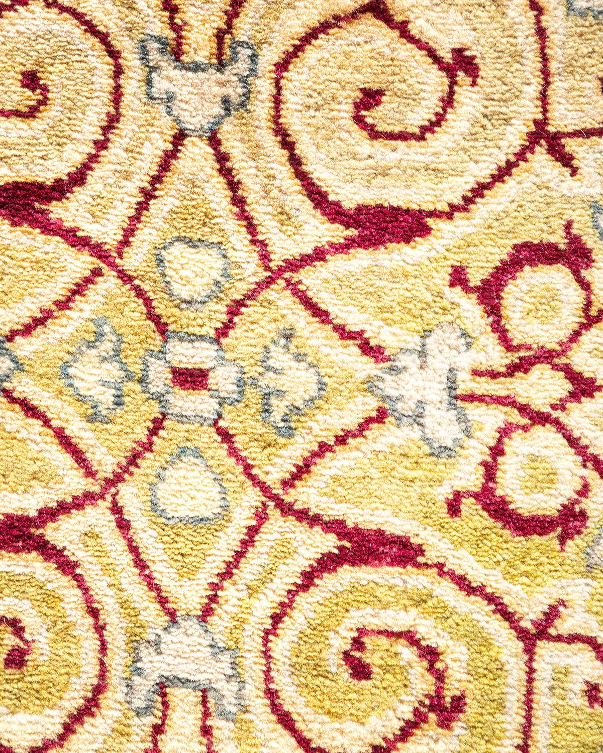 XXIe siècle et contemporain Tapis traditionnel Mogul jaune unique fait à la main, unique en son genre en vente