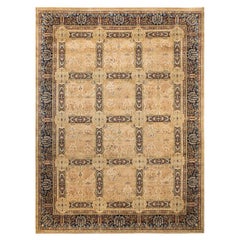 One-Of-A-Kind Hand Made Traditional Mogul Yellow Area Rug