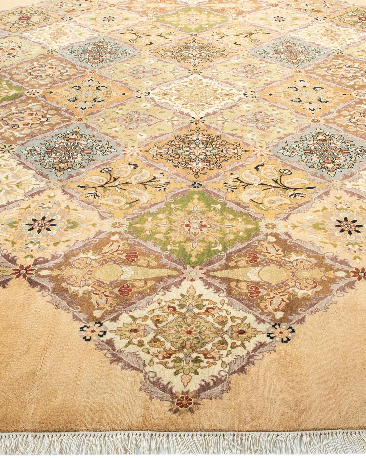 Tapis traditionnel Mogul jaune unique fait à la main, unique en son genre Neuf - En vente à Norwalk, CT