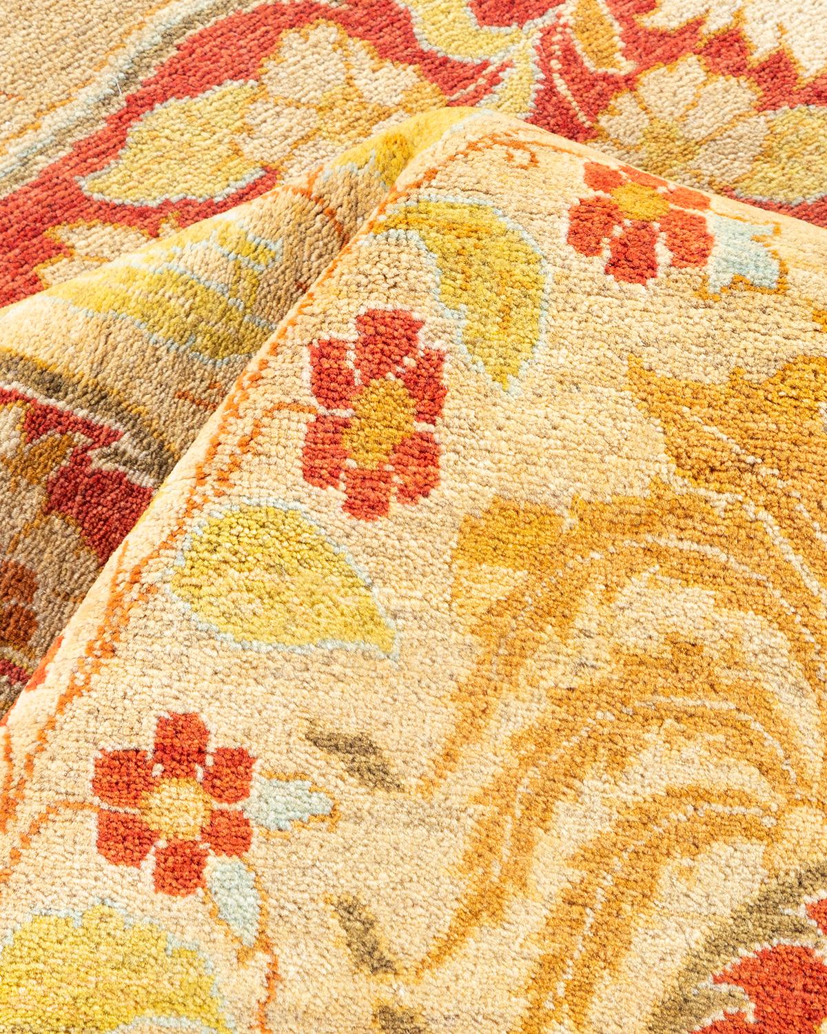 Autre Tapis traditionnel Mogul jaune unique fait à la main, unique en son genre en vente