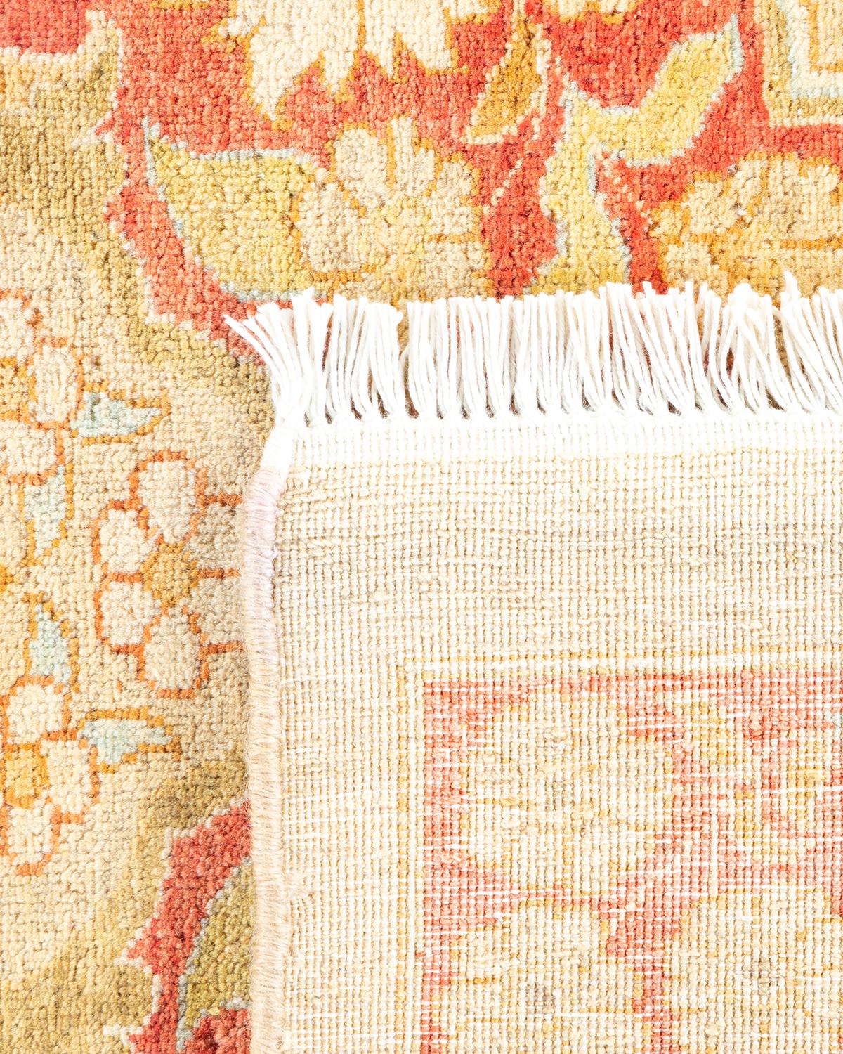 Noué à la main Tapis traditionnel Mogul jaune unique fait à la main, unique en son genre en vente