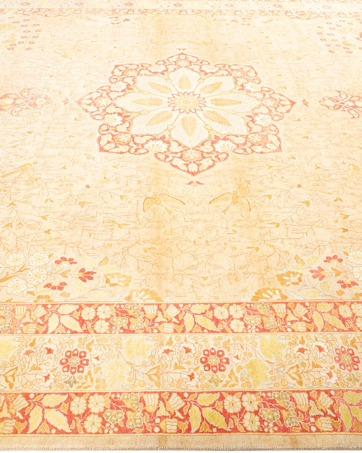 Tapis traditionnel Mogul jaune unique fait à la main, unique en son genre Neuf - En vente à Norwalk, CT