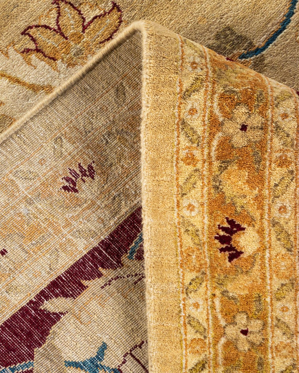 Autre Tapis traditionnel Mogul jaune unique fait à la main, unique en son genre en vente