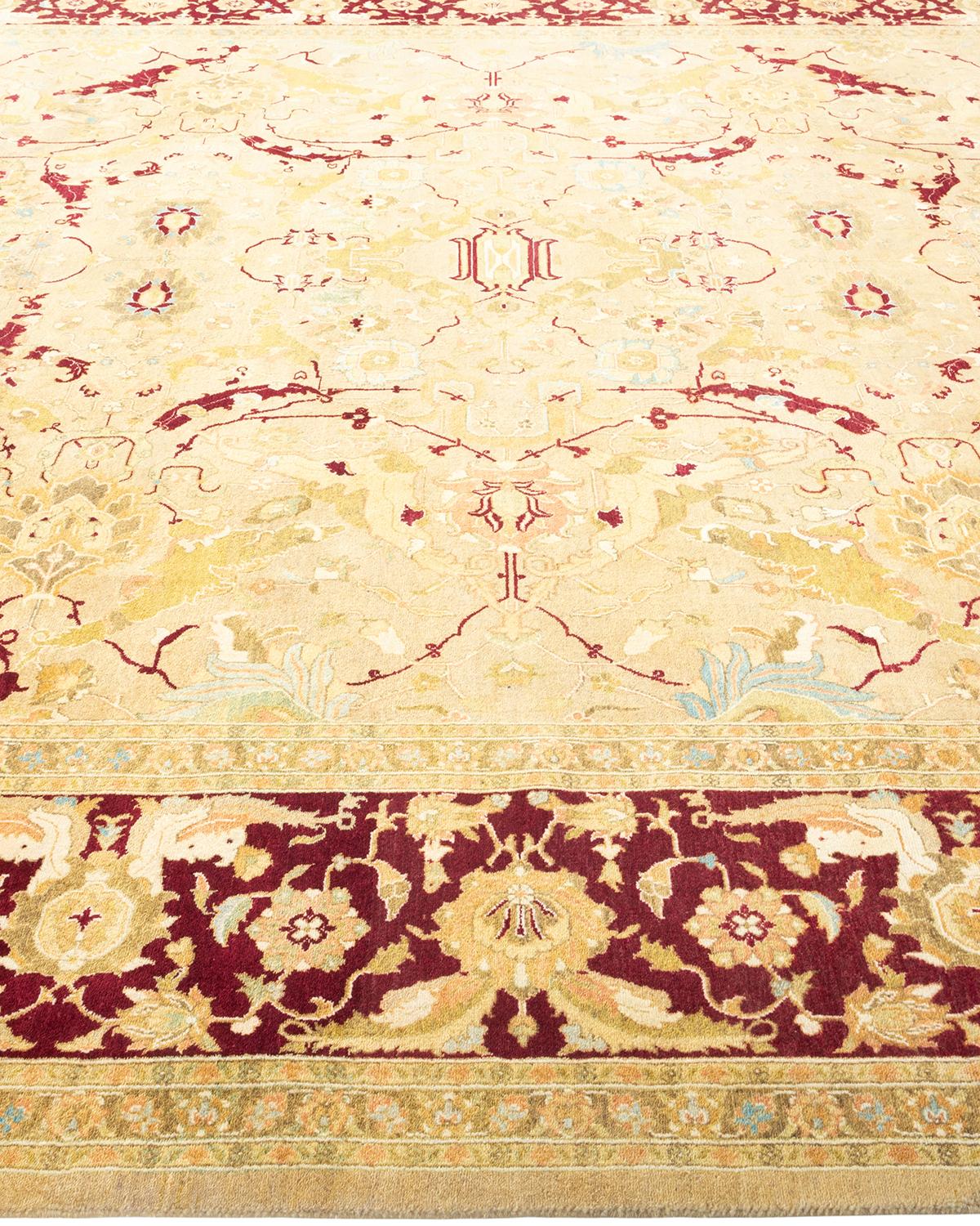 Tapis traditionnel Mogul jaune unique fait à la main, unique en son genre Neuf - En vente à Norwalk, CT
