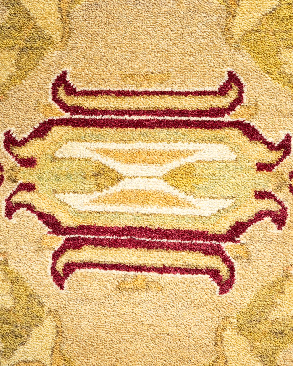 XXIe siècle et contemporain Tapis traditionnel Mogul jaune unique fait à la main, unique en son genre en vente