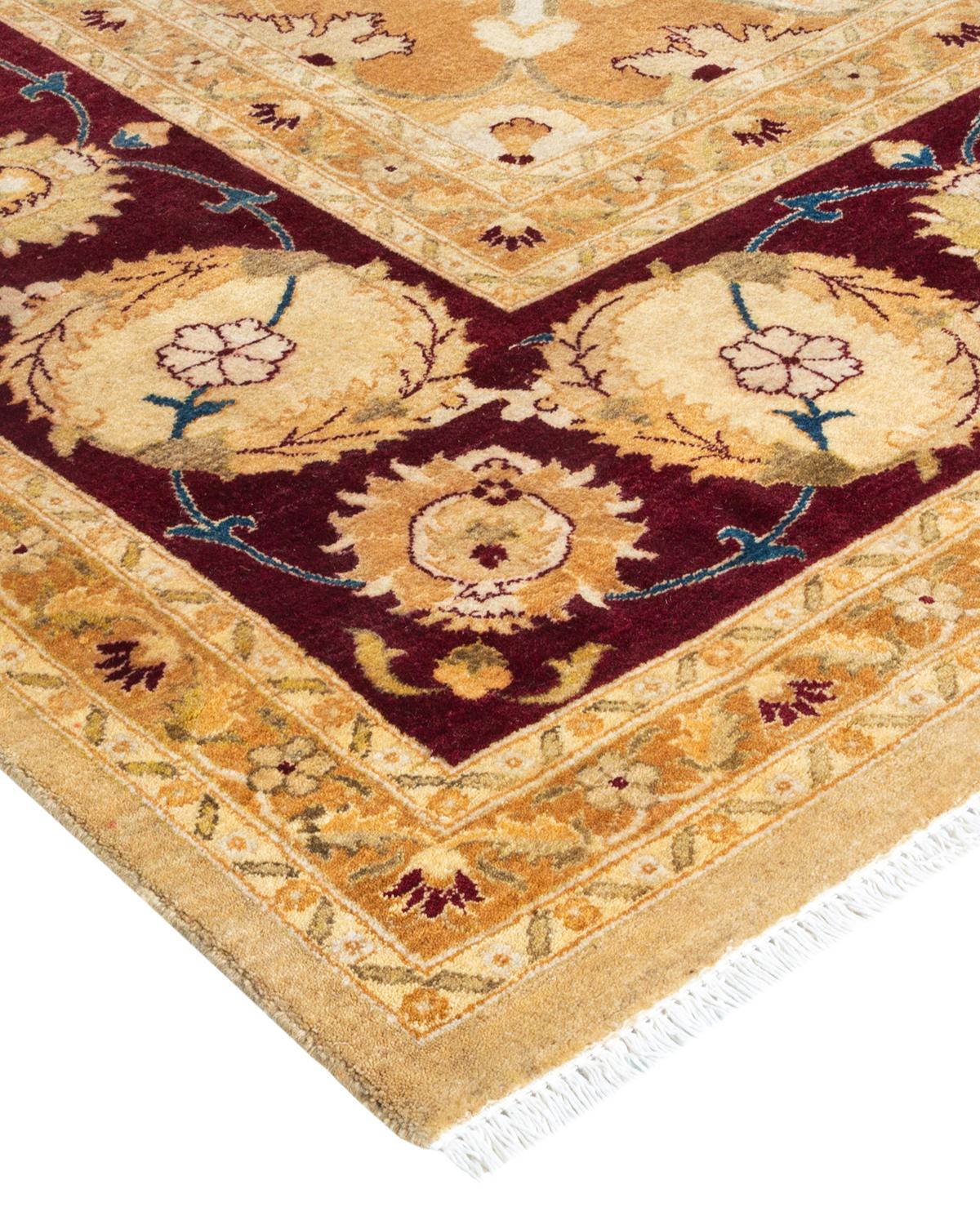 XXIe siècle et contemporain Tapis traditionnel Mogul jaune unique fait à la main, unique en son genre en vente