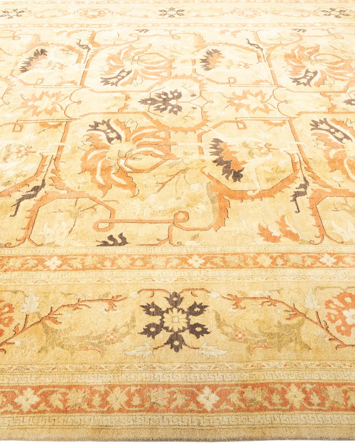 Tapis traditionnel Mogul jaune unique fait à la main, unique en son genre Neuf - En vente à Norwalk, CT