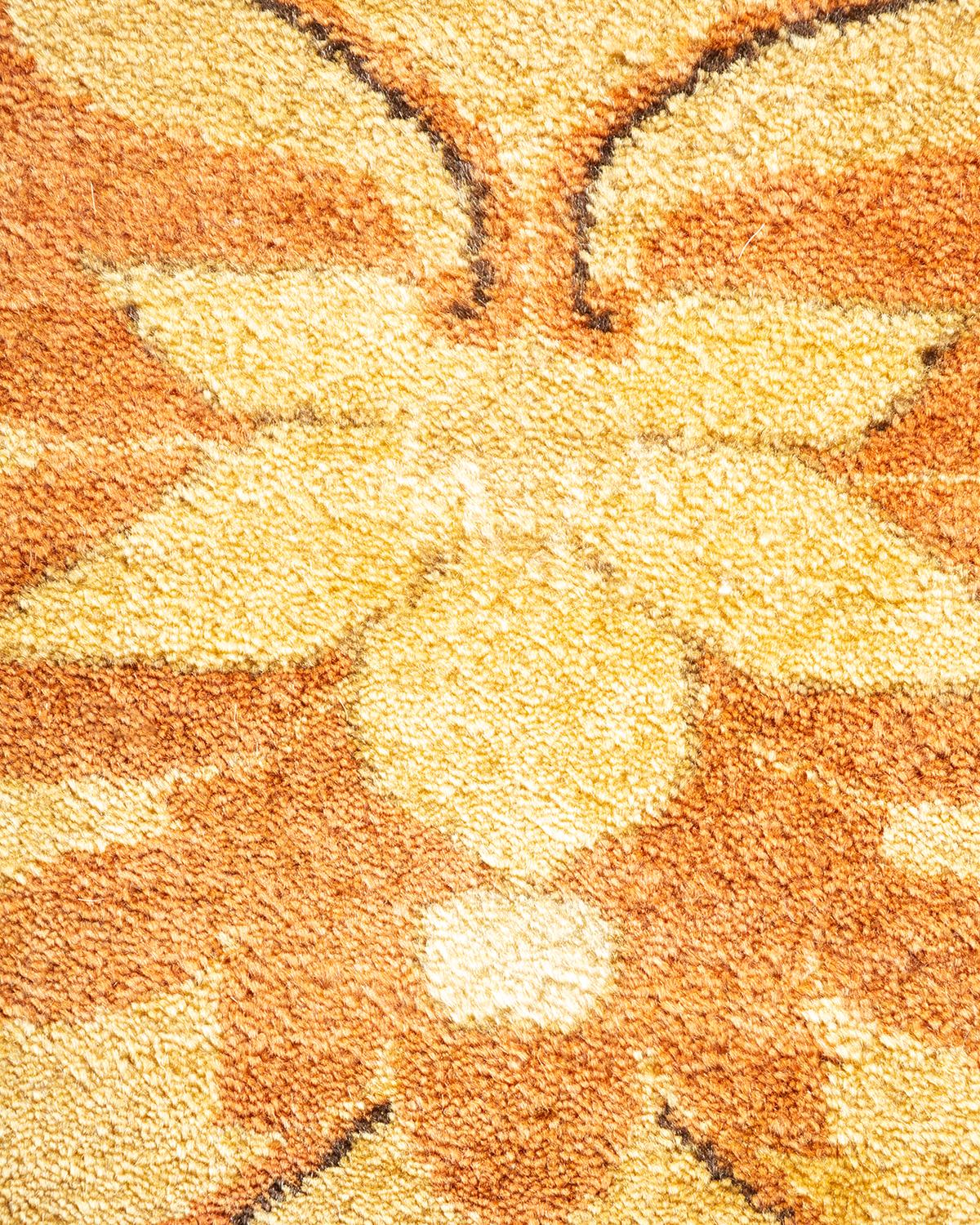 XXIe siècle et contemporain Tapis traditionnel Mogul jaune unique fait à la main, unique en son genre en vente