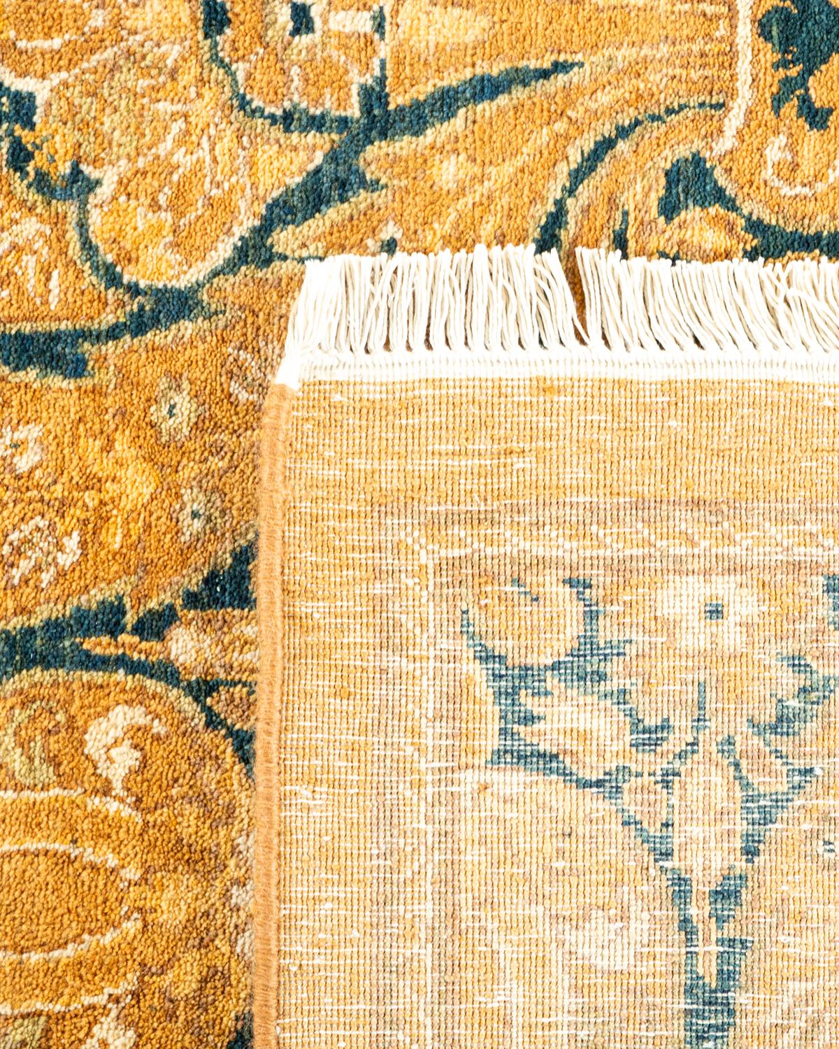 Other One-of-a-Kind Hand Made Traditional Mogul Yellow Area Rug For Sale