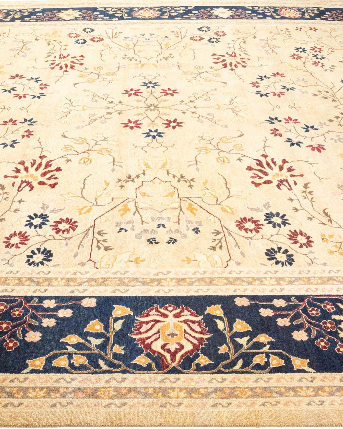 Tapis traditionnel Mogul jaune unique fait à la main, unique en son genre Neuf - En vente à Norwalk, CT