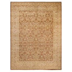 One-of-a-Kind Hand Made Traditional Mogul Yellow Area Rug