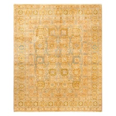 One-Of-A-Kind Hand Made Traditional Mogul Yellow Area Rug