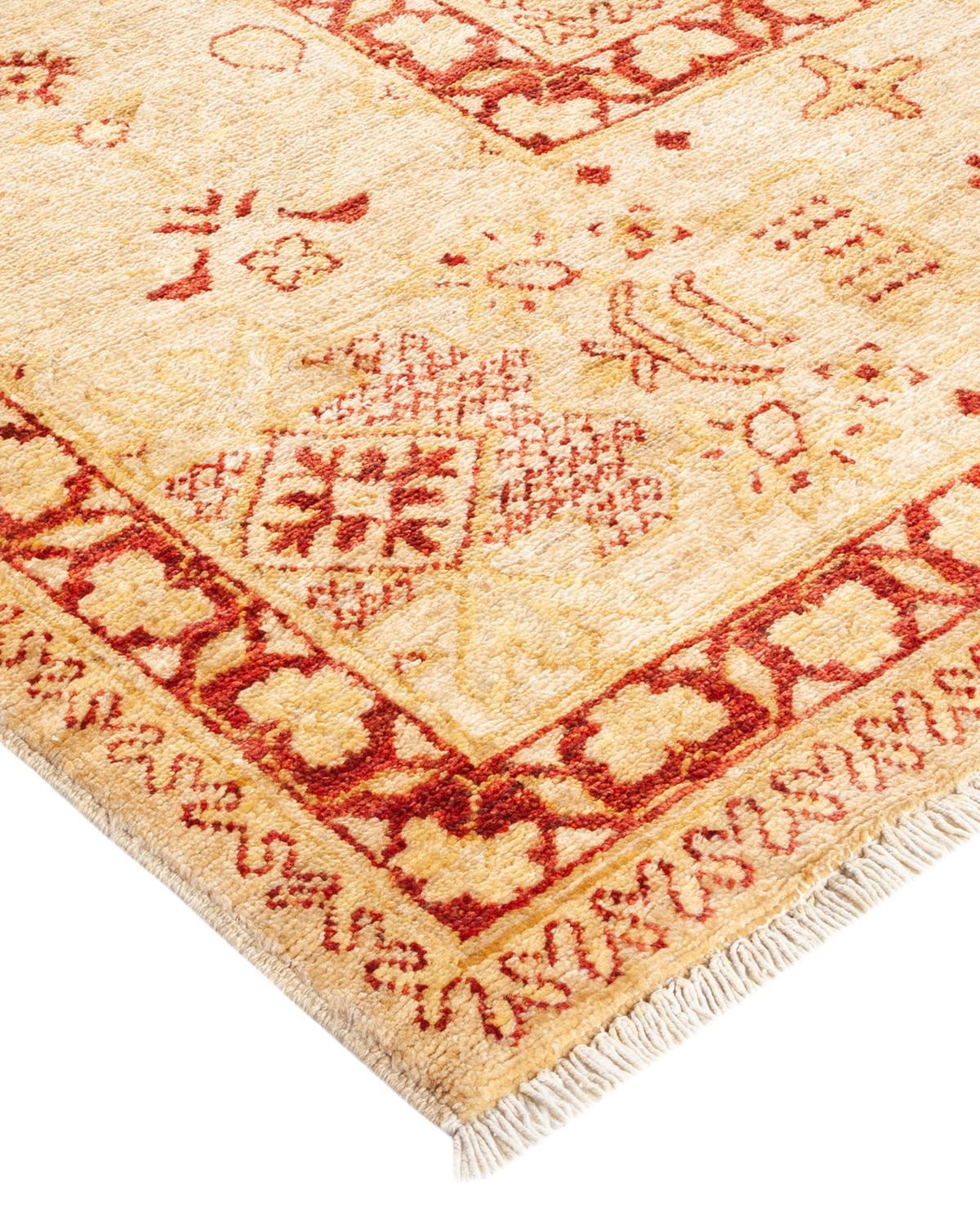Wool One-of-a-kind Hand Made Traditional Ziegler Ivory Area Rug For Sale