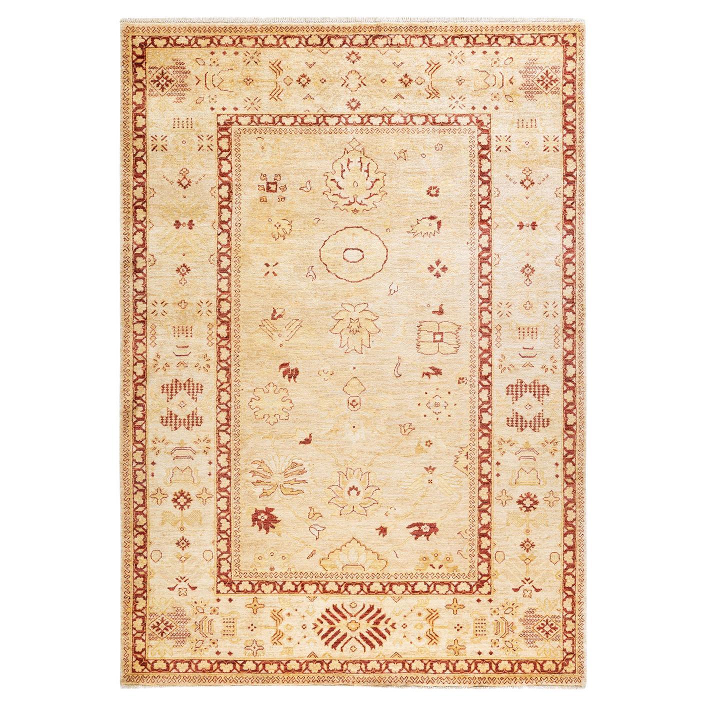 One-of-a-kind Hand Made Traditional Ziegler Ivory Area Rug For Sale