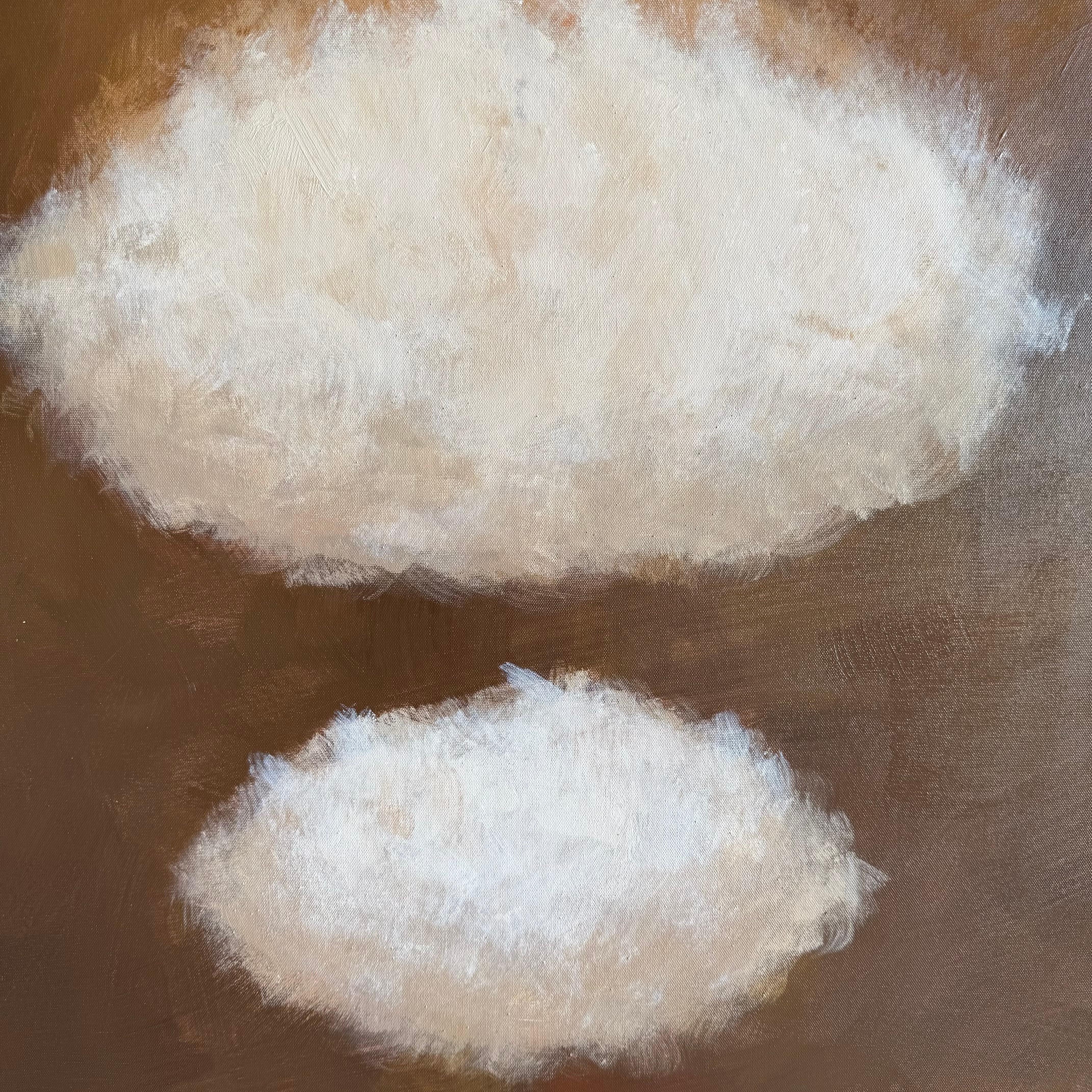 Nuage unique peint à la main dans un cadre en bois en vente 1