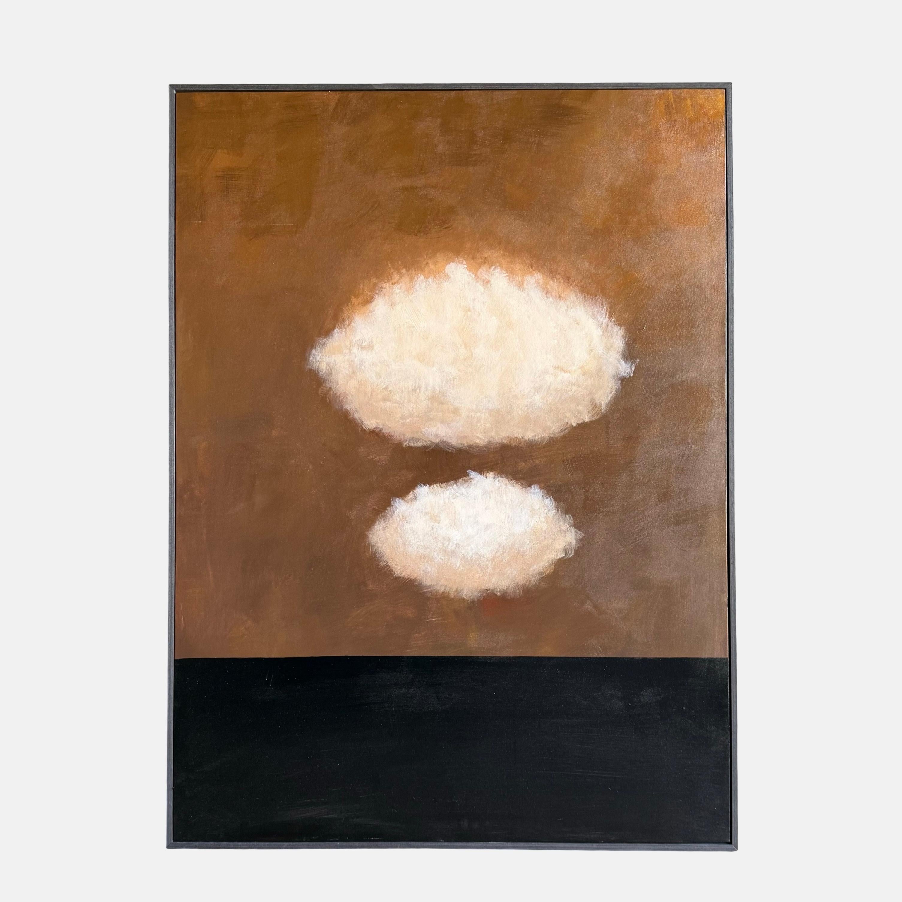 Nuage unique peint à la main dans un cadre en bois en vente 2