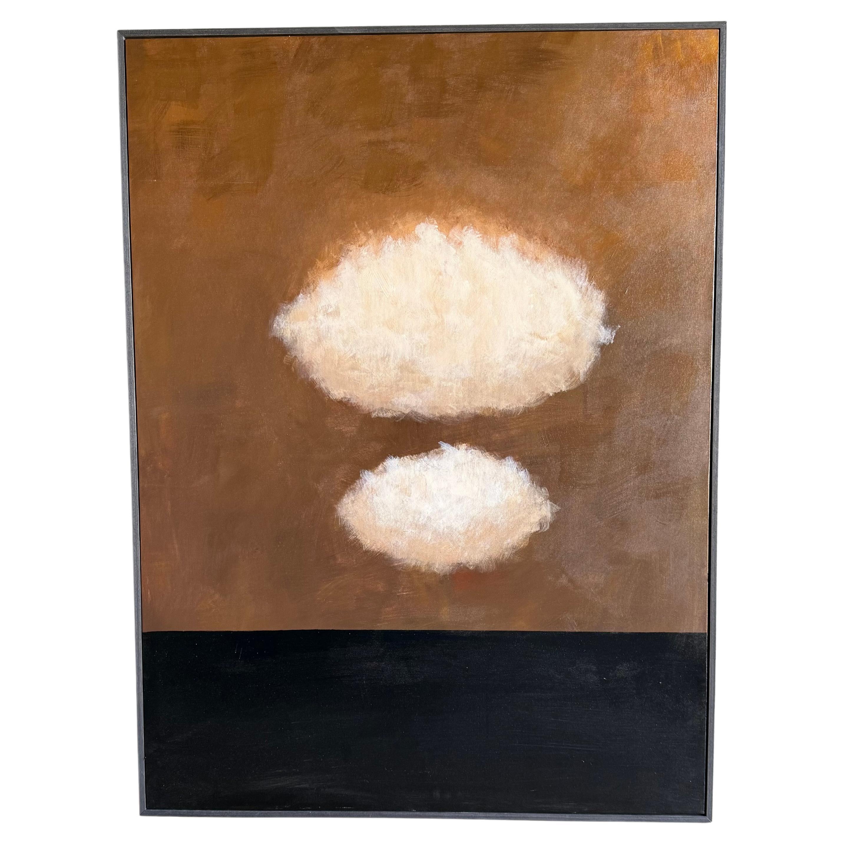 Nuage unique peint à la main dans un cadre en bois en vente