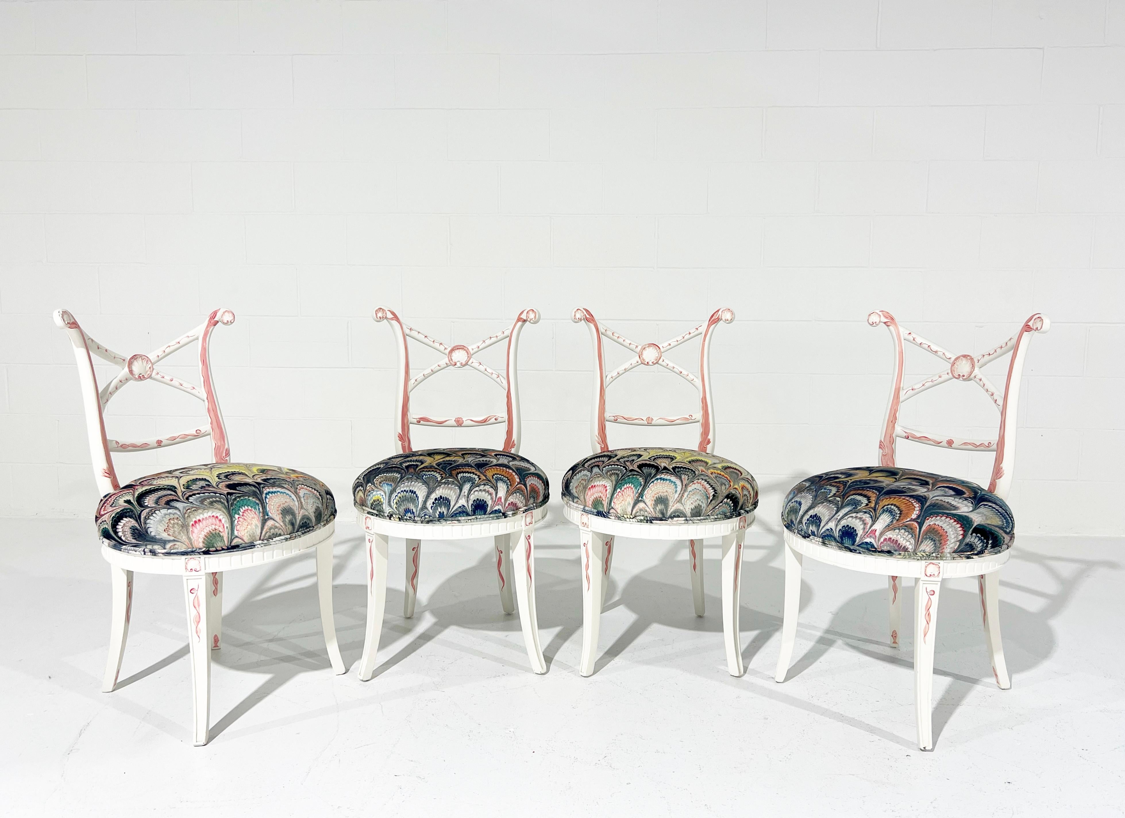 One-of-a-kind, Hand-Painted 'Sea Monsters' Chairs, Set of 4 For Sale 6