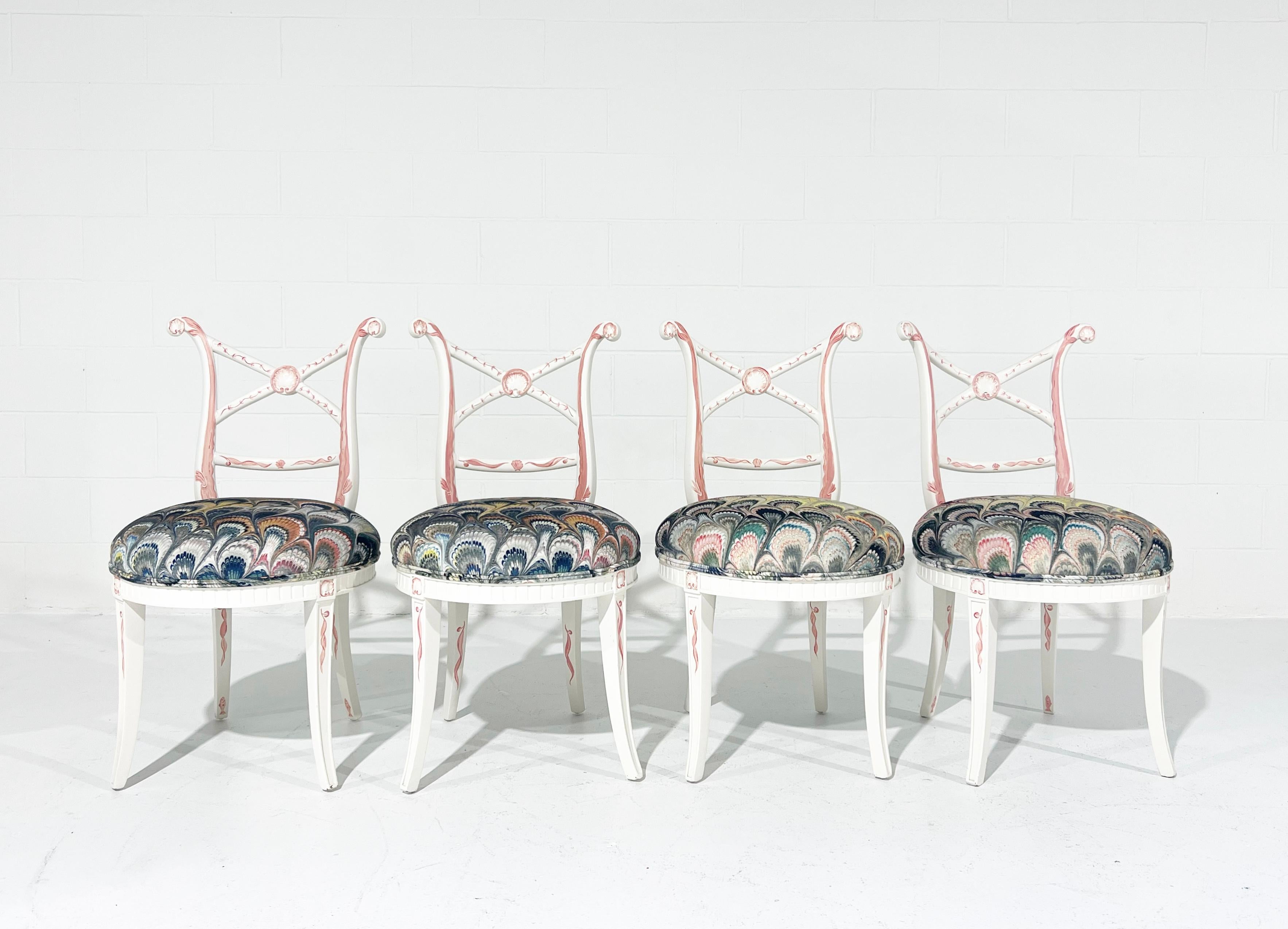 One-of-a-kind, Hand-Painted 'Sea Monsters' Chairs, Set of 4 For Sale 10