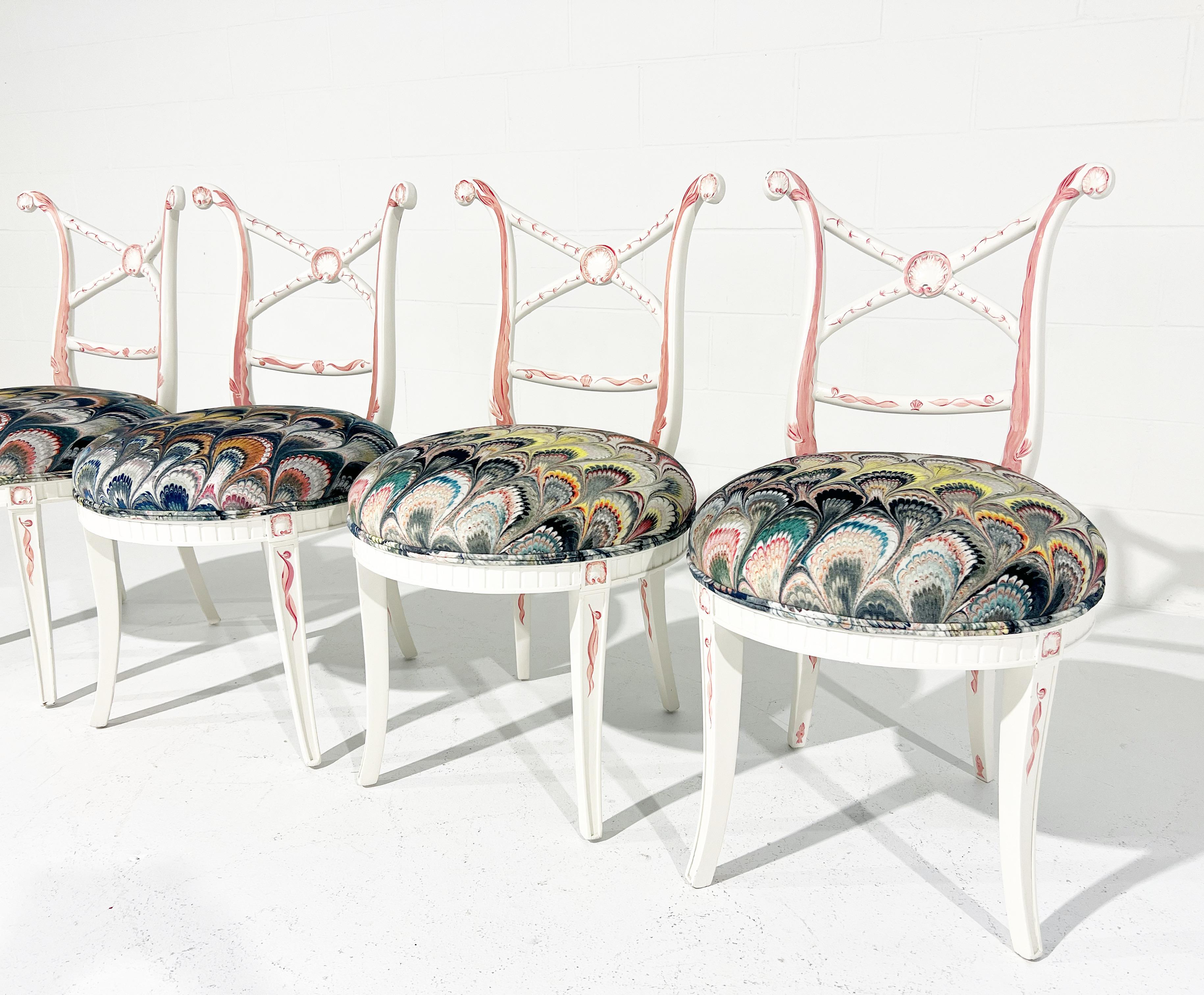 One-of-a-kind, Hand-Painted 'Sea Monsters' Chairs, Set of 4 In Excellent Condition For Sale In SAINT LOUIS, MO