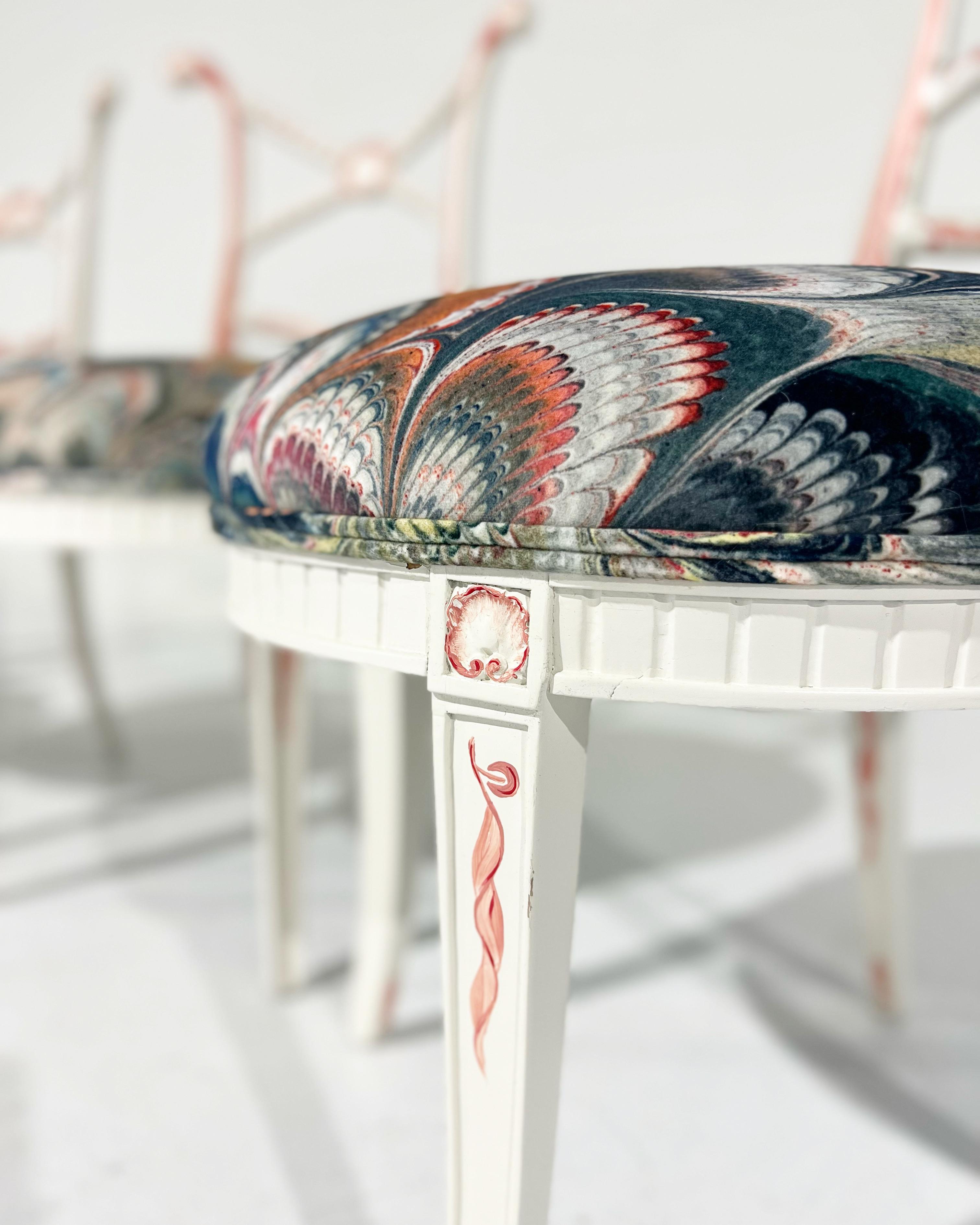 20th Century One-of-a-kind, Hand-Painted 'Sea Monsters' Chairs, Set of 4 For Sale