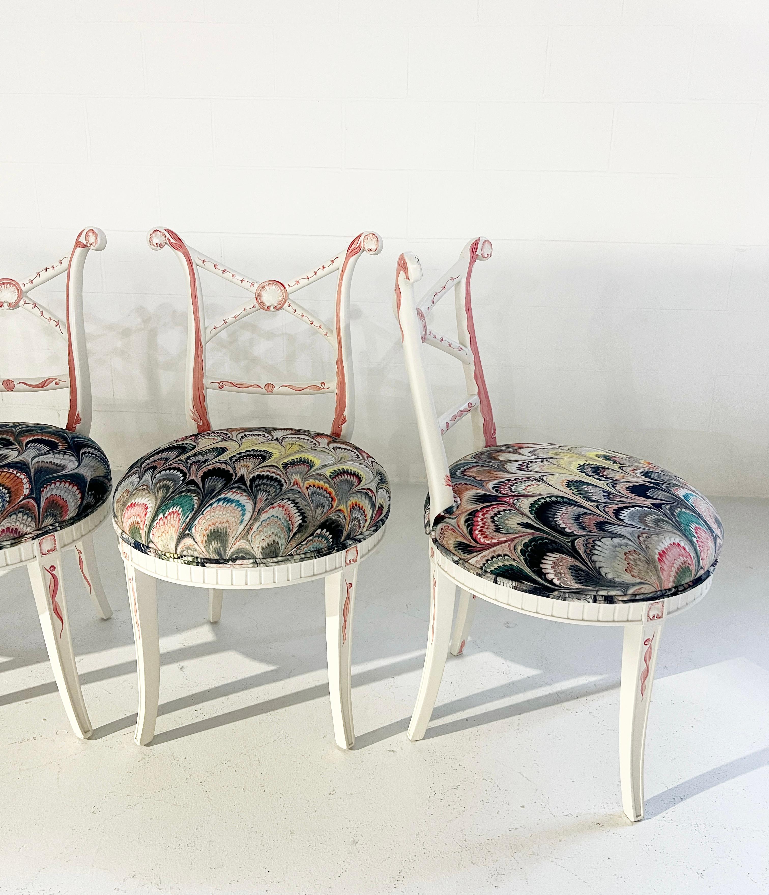 One-of-a-kind, Hand-Painted 'Sea Monsters' Chairs, Set of 4 For Sale 3