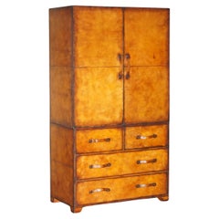 ONE OF A KIND HAND STITCHED & HAND DYED BROWN LEATHER WARDROBE WITH DRAWERs