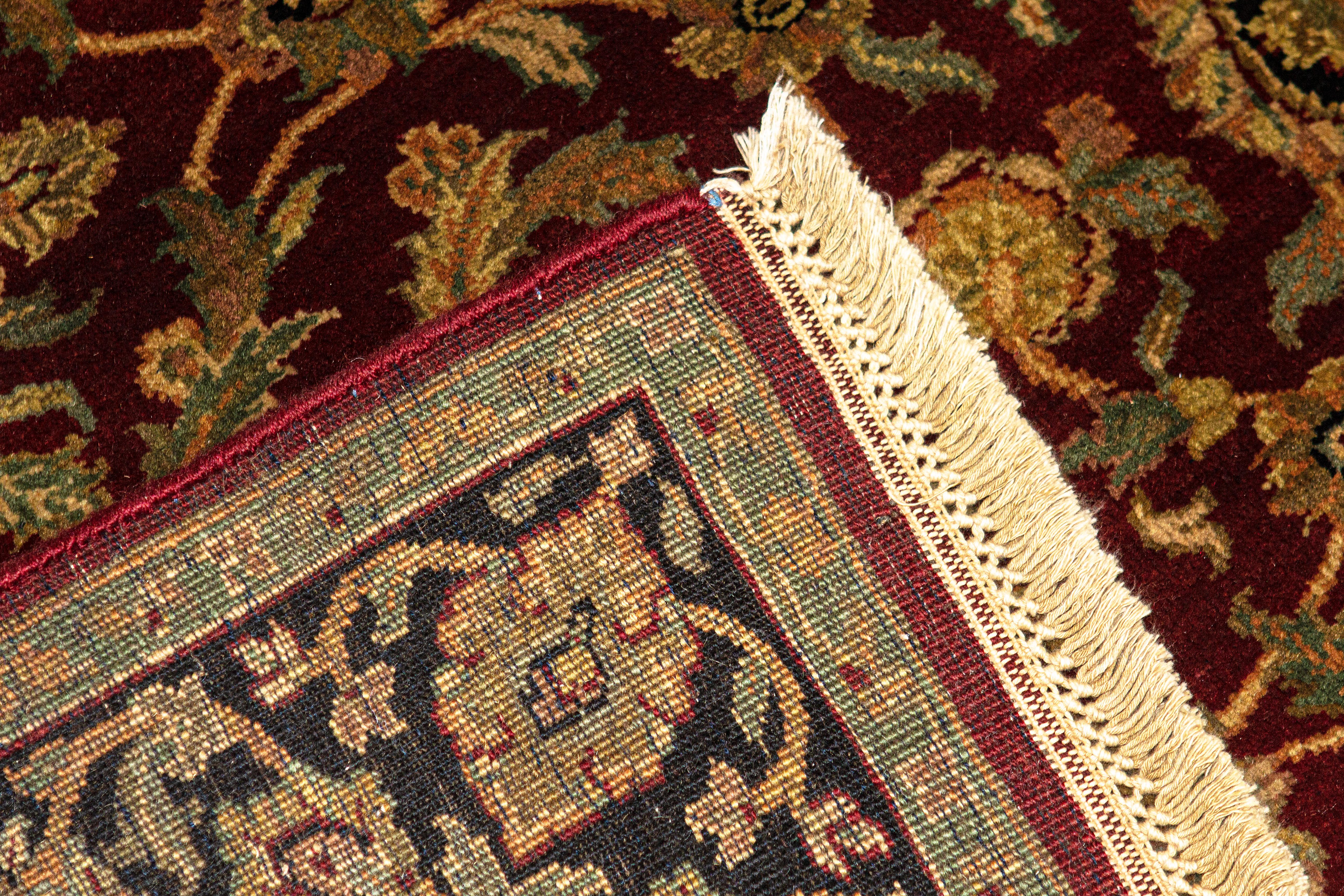 The authentic styles of traditional Oriental Masterpieces are recreated here, reflecting an ageless beauty in the presentation of these fine traditional hand woven rugs. Each piece is unique in representing carpets of a bygone age. The wool is from