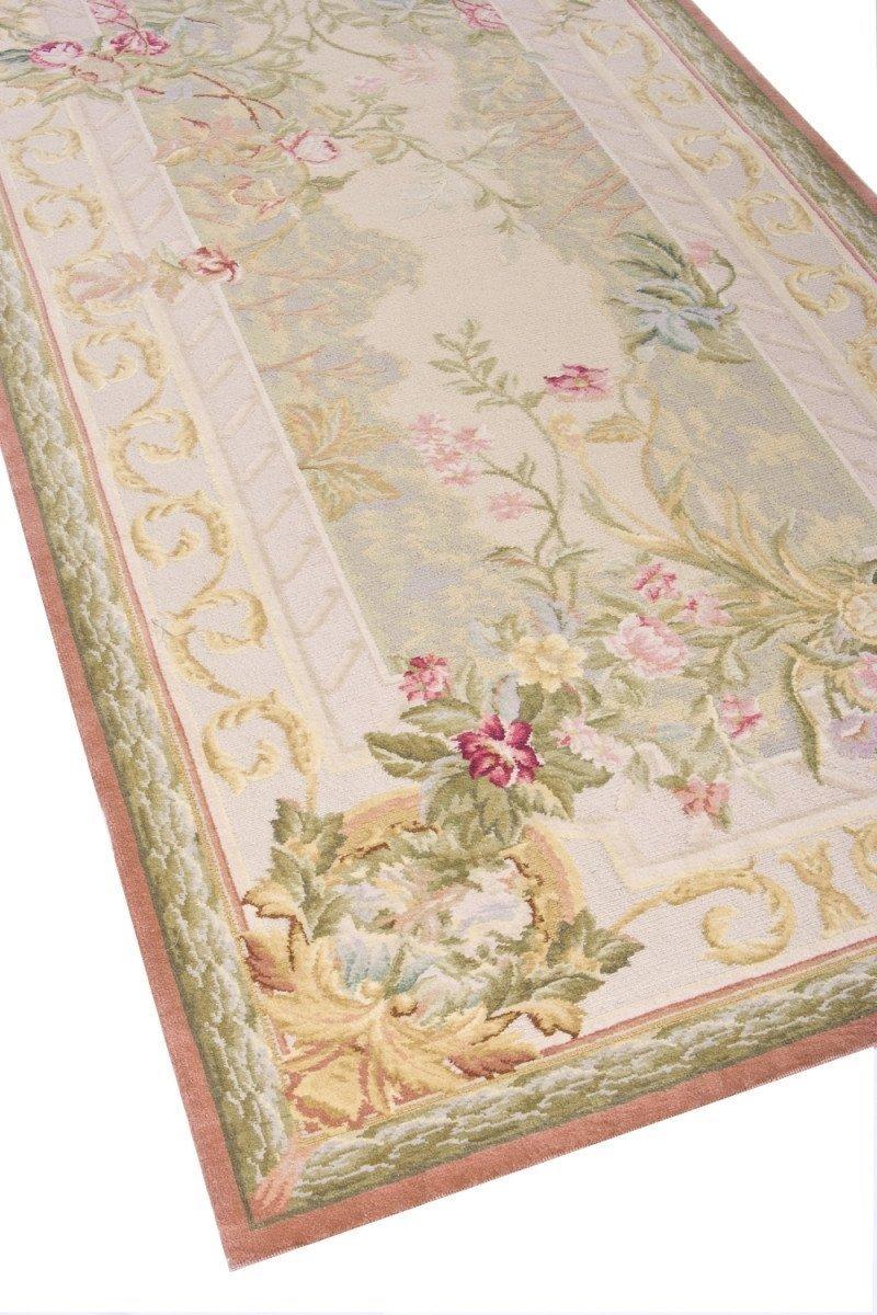Renaissance  Luxury Savonnerie Wool Beige / Rose Area Rug 8'x10'