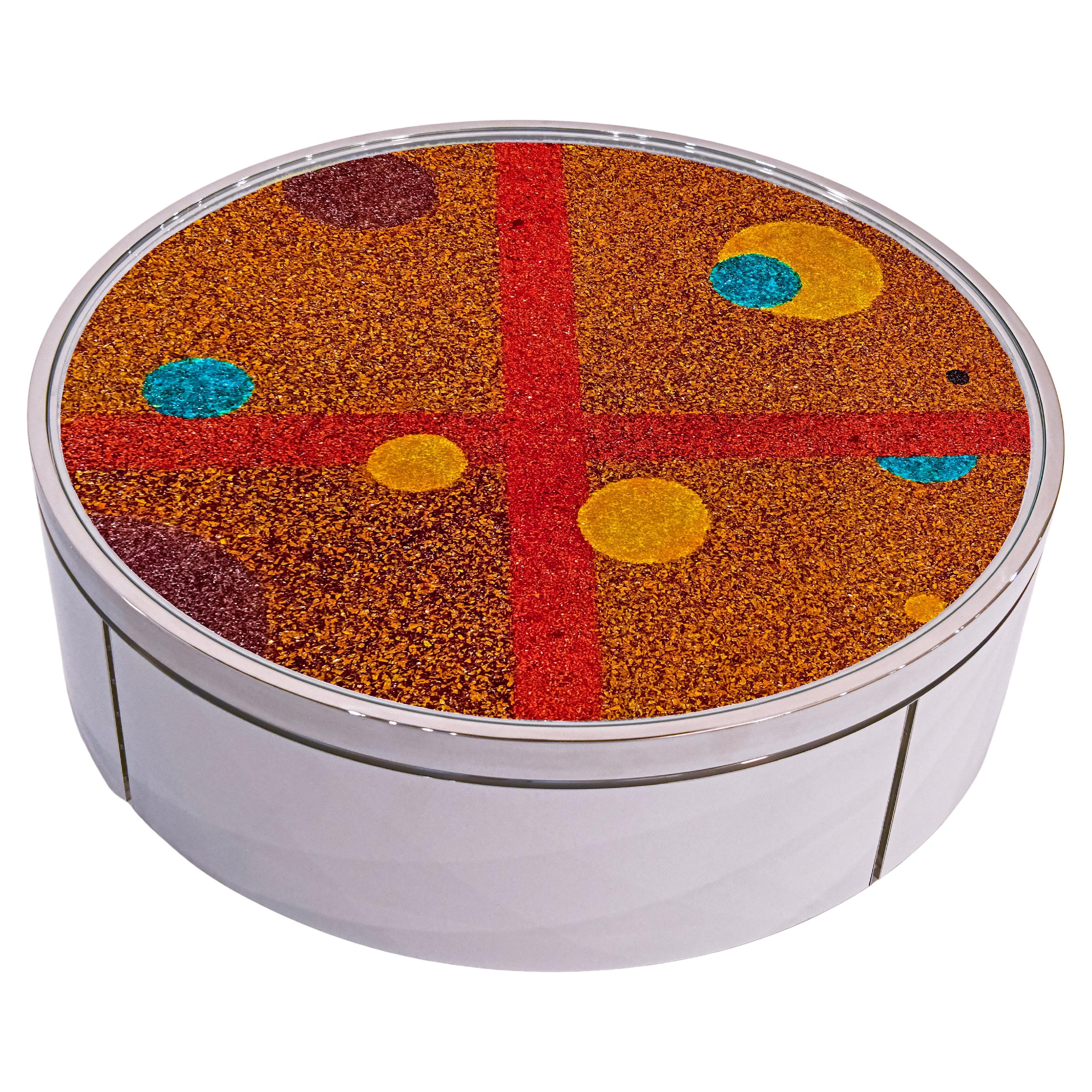 One-of-a-kind, Handmade Coffee Table in Murano Glass and Stainless Steel For Sale