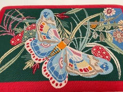 Panchina a punta d'ago fatta a mano, unica nel suo genere, con farfalla