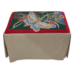 One of a Kind Handmade Needlepoint Bench with Butterfly