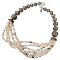 Collier unique fait à la main en argent sterling et perles d'eau douce