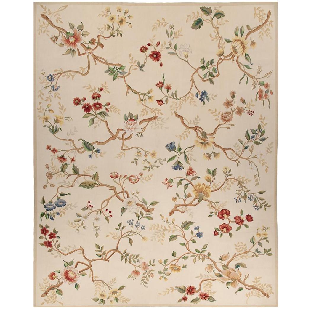 Oversize Handwoven  Aubusson Style Flat Weave Rug 14' x 20' For Sale